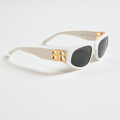 Balenciaga BB0095S 012 Womens Authentic Sunglasses White/Gold, 53mm - New