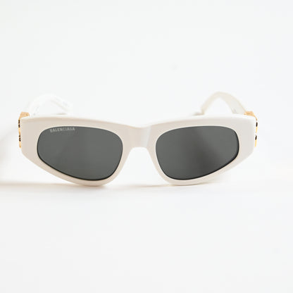 Balenciaga BB0095S 012 Womens Authentic Sunglasses White/Gold, 53mm - New