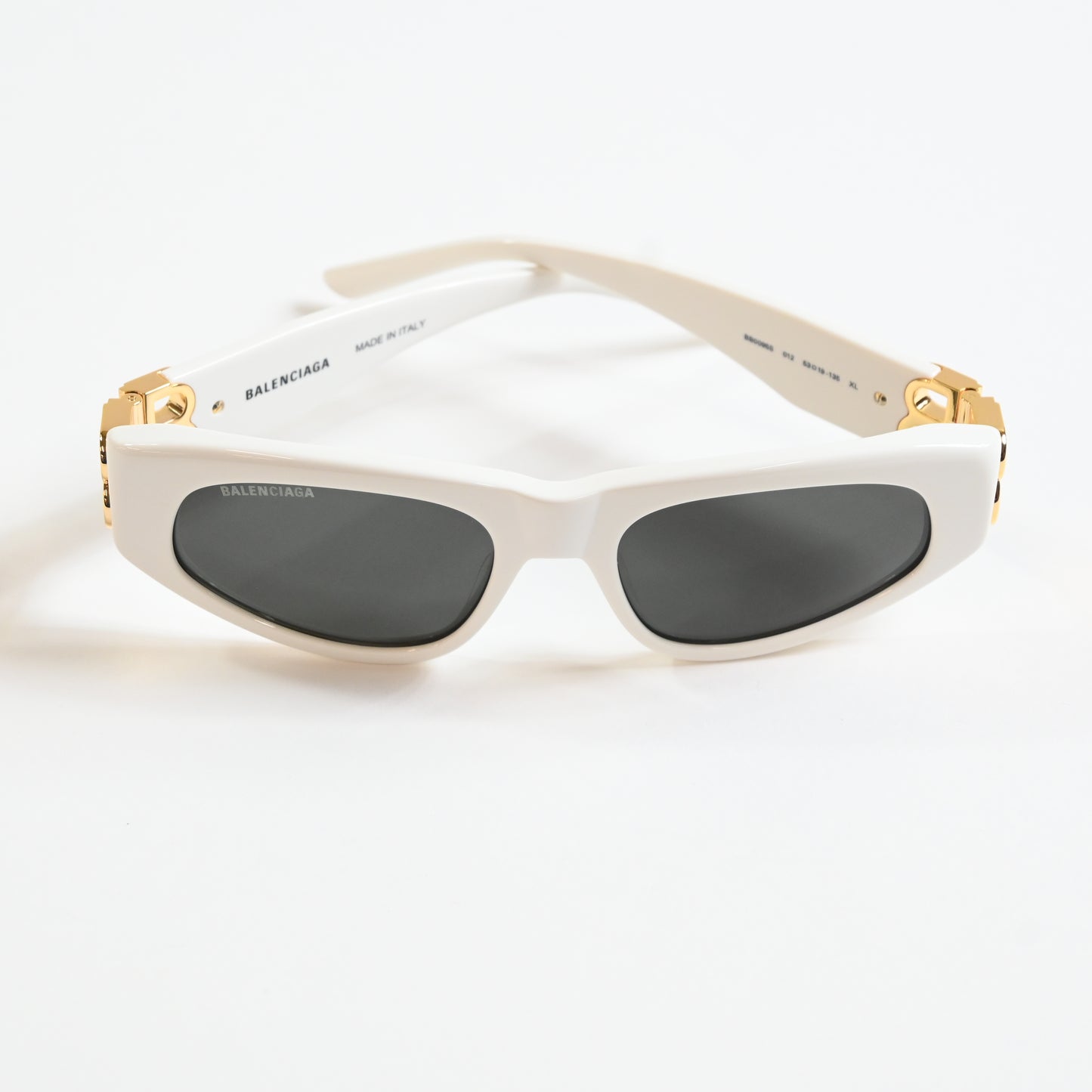 Balenciaga BB0095S 012 Womens Authentic Sunglasses White/Gold, 53mm - New