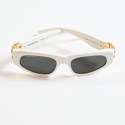 Balenciaga BB0095S 012 Womens Authentic Sunglasses White/Gold, 53mm - New
