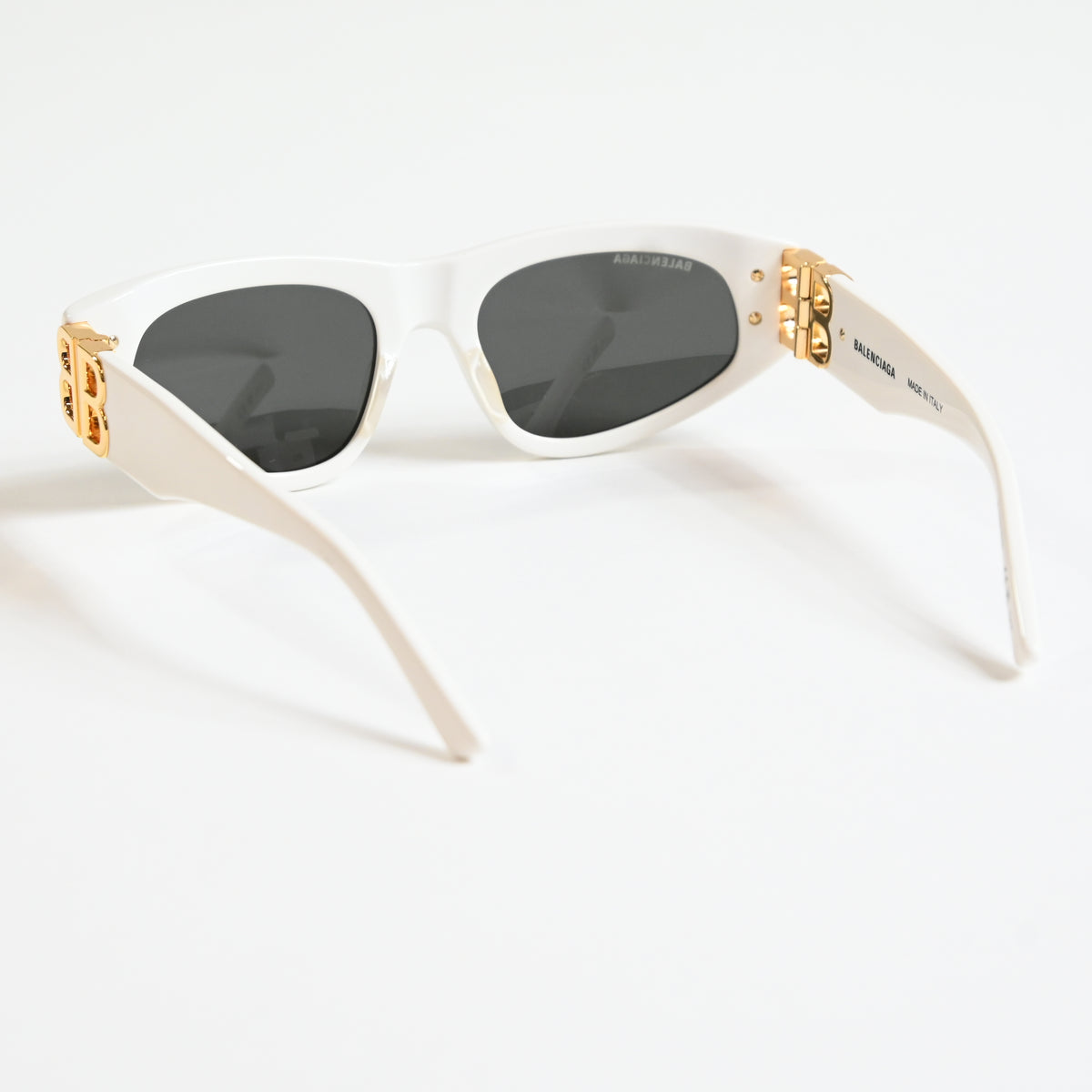 Balenciaga BB0095S 012 Womens Authentic Sunglasses White/Gold, 53mm - New