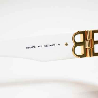 Balenciaga BB0095S 012 Womens Authentic Sunglasses White/Gold, 53mm - New
