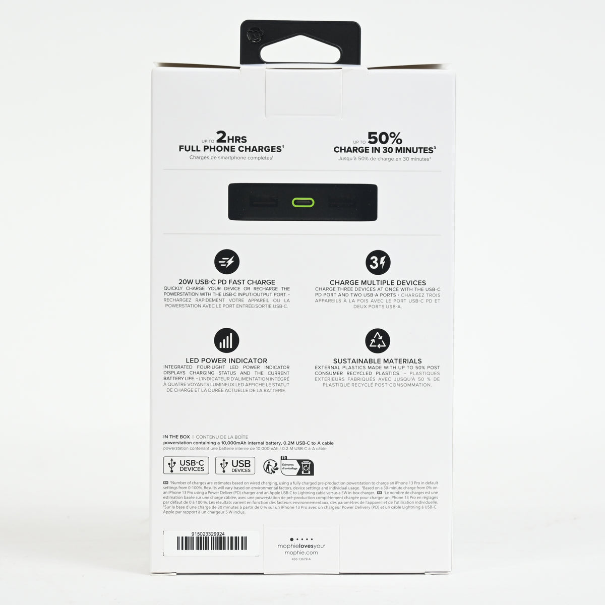mophie Portable Powerstation w/ USB-C PD Fast Charge Port - 10,000 mAh