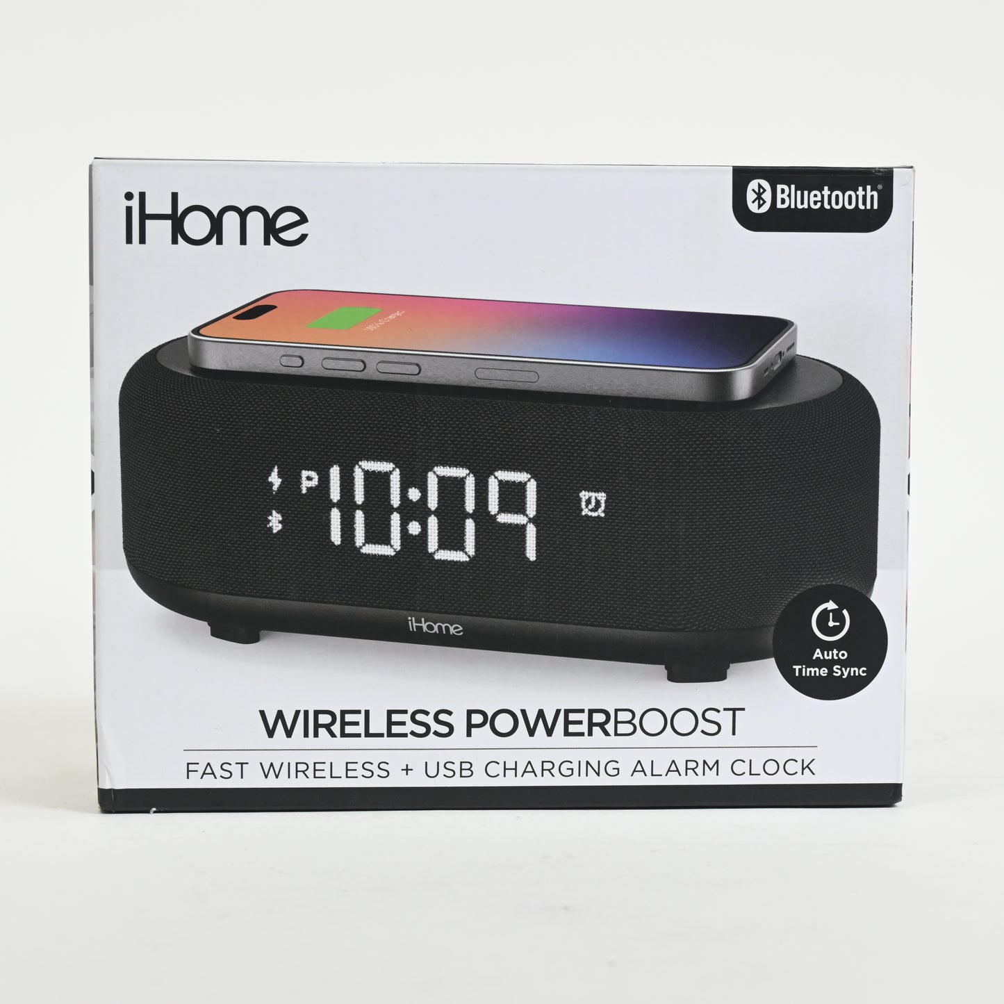 iHome Bluetooth Alarm Clock with Wireless Charger + USB Charging Station Grade A