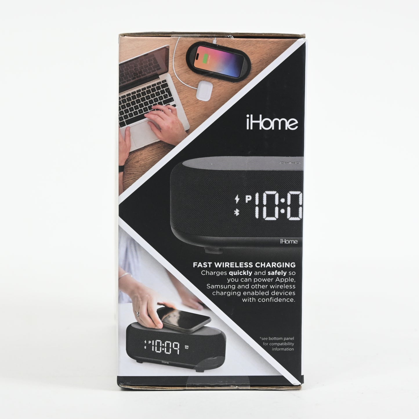 iHome Bluetooth Alarm Clock with Wireless Charger + USB Charging Station Grade A