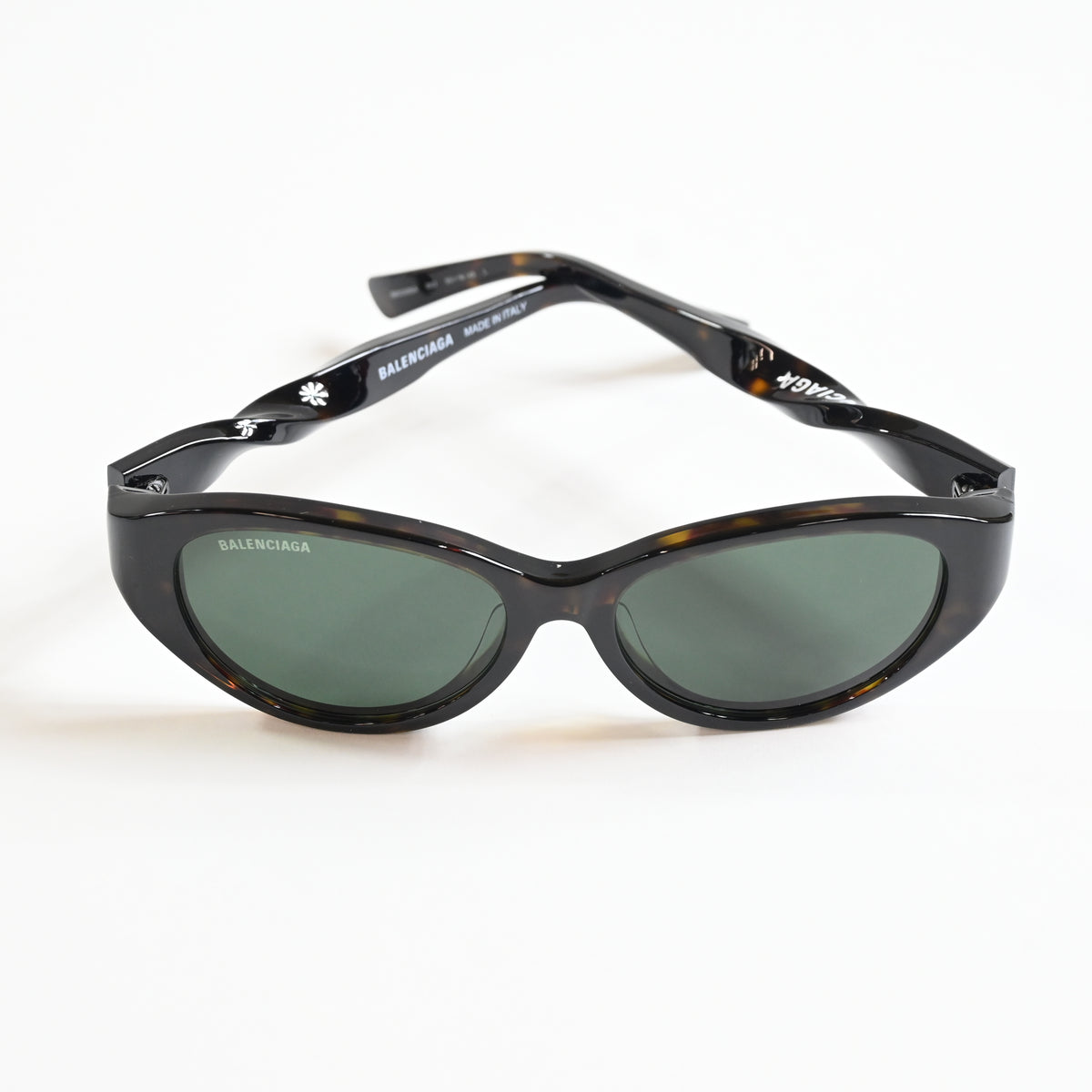 Balenciaga BB0209SA 002 Womens Authentic Sunglasses Havana/Green, 55mm - New