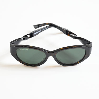 Balenciaga BB0209SA 002 Womens Authentic Sunglasses Havana/Green, 55mm - New
