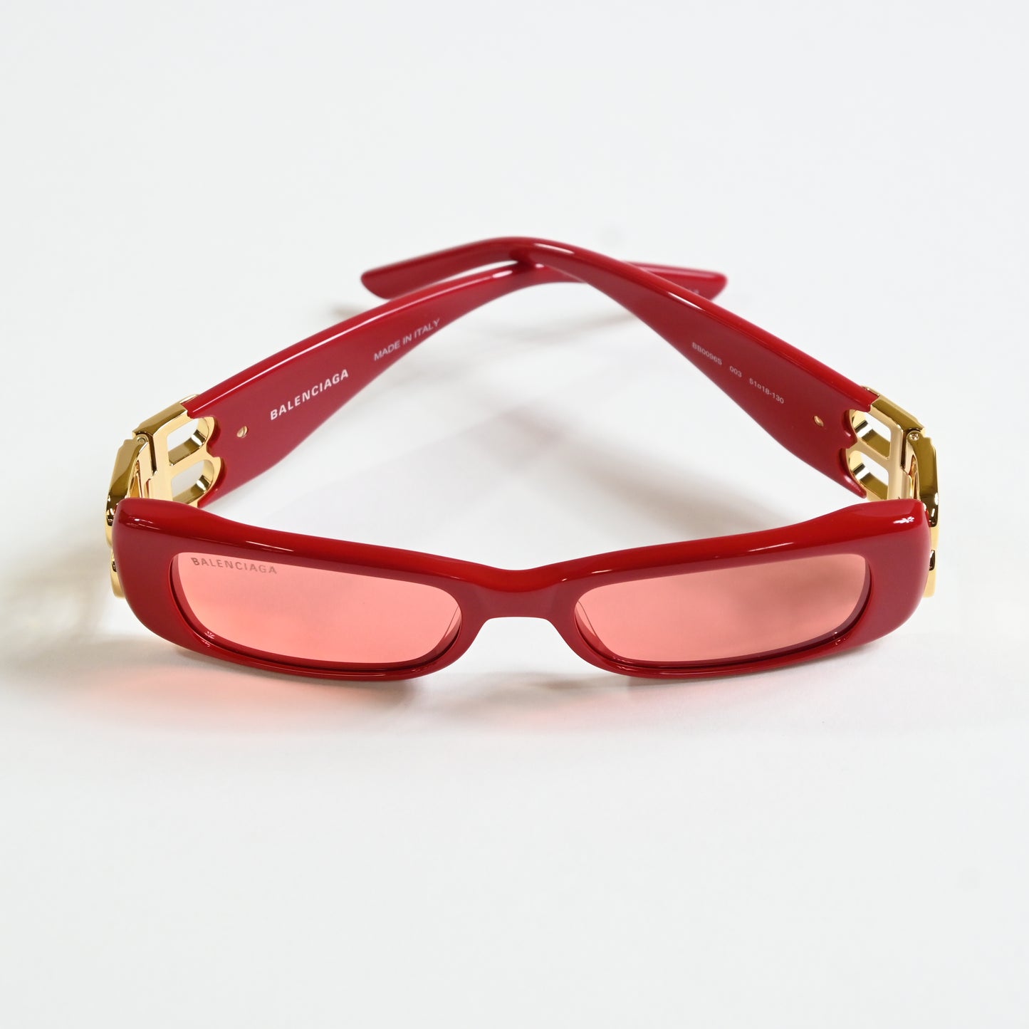 Balenciaga BB0096S 003 Womens Authentic Sunglasses Red/Gold, 99mm - New