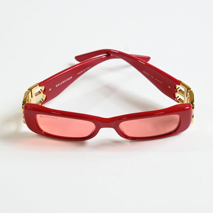 Balenciaga BB0096S 003 Womens Authentic Sunglasses Red/Gold, 99mm - New