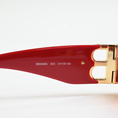 Balenciaga BB0096S 003 Womens Authentic Sunglasses Red/Gold, 99mm - New