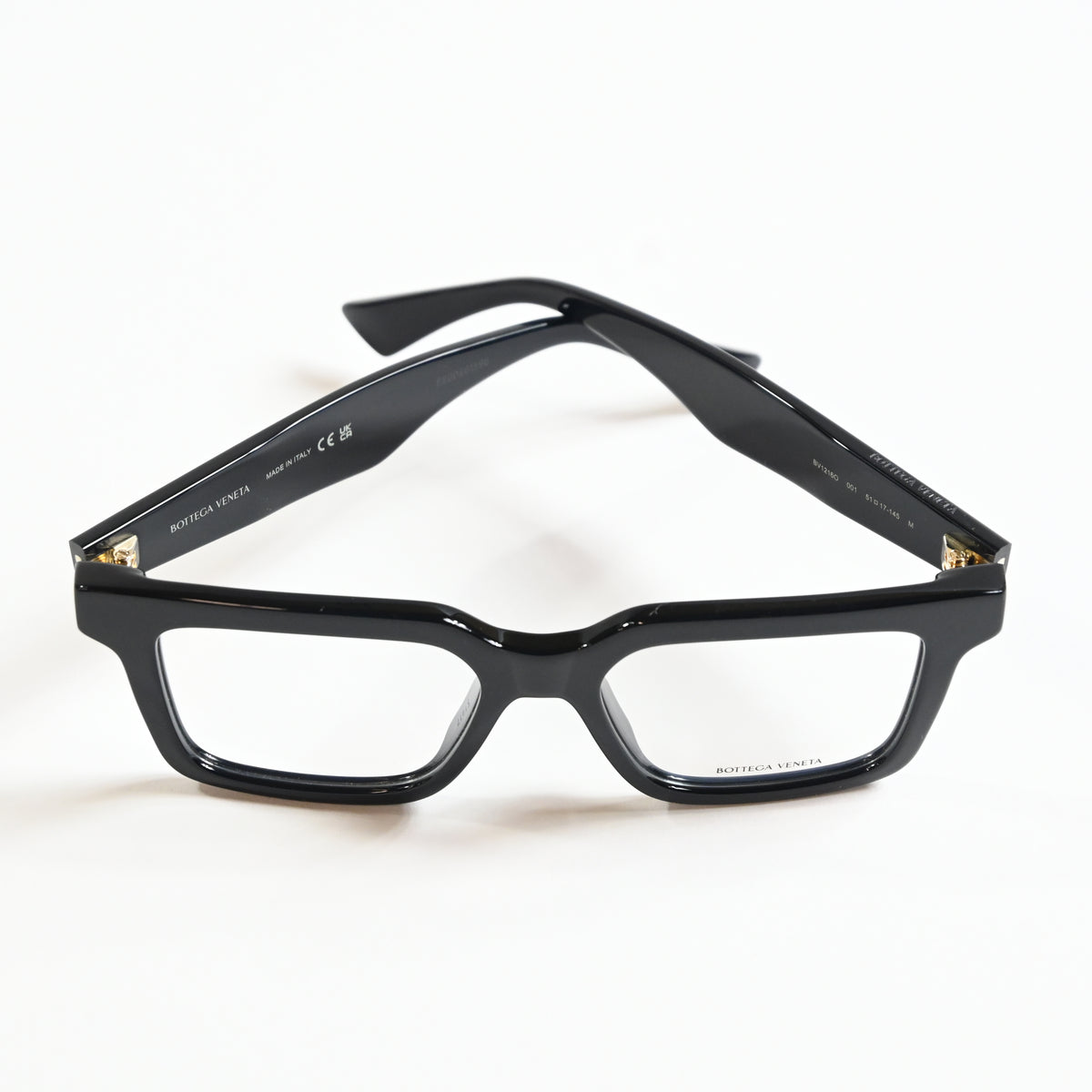 Bottega BV1216O 001 Mens Authentic Eyeglasses Black/Gold, 51mm - New