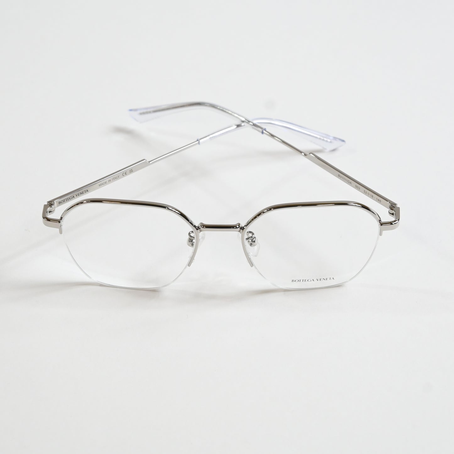 Bottega BV1111OA 003 Mens Authentic Eyeglasses Clear Silver, 52mm - New