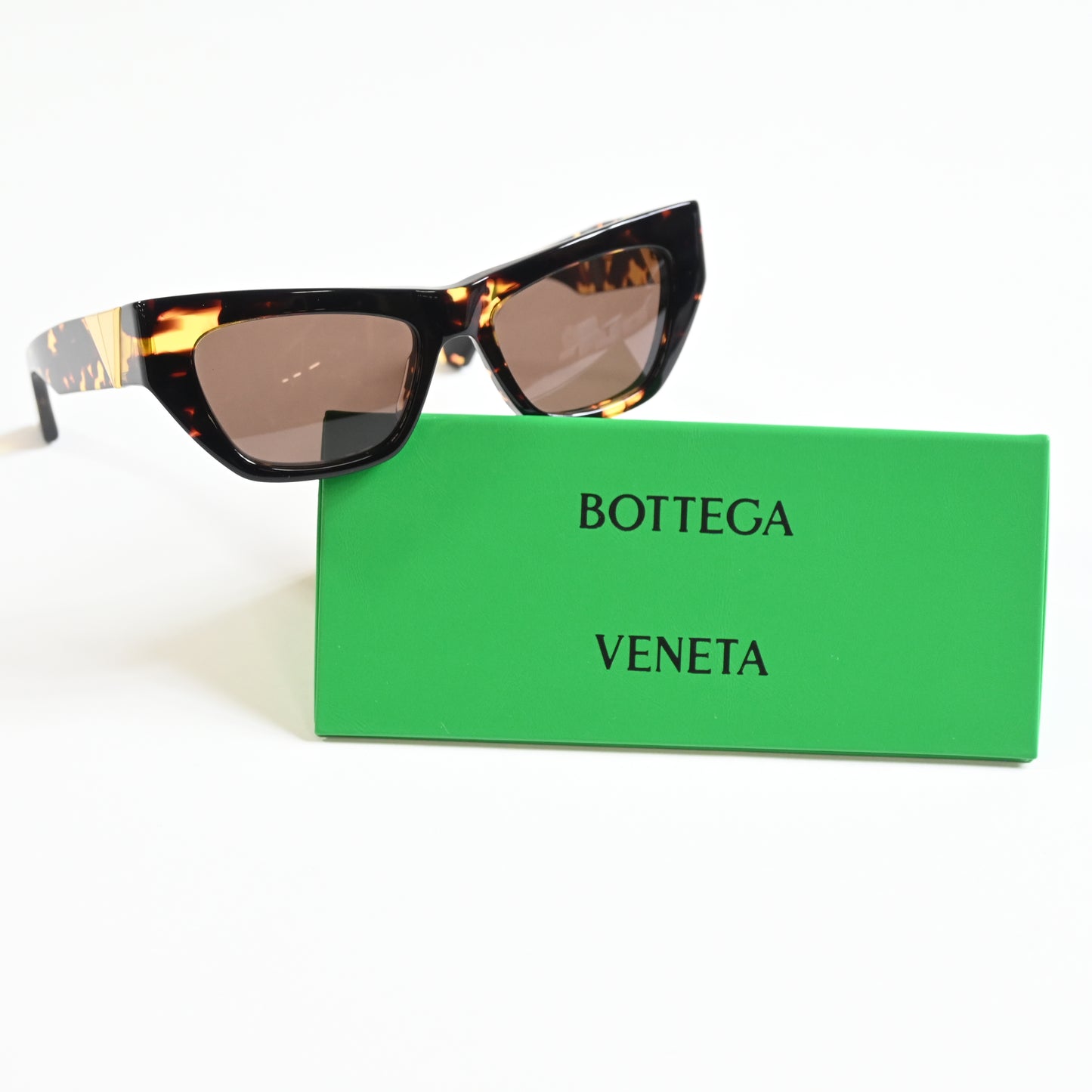 Bottega BV1177S 002 Womens Authentic Sunglasses Dark Tortoise/Gold, 52mm - New