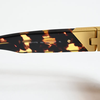 Bottega BV1177S 002 Womens Authentic Sunglasses Dark Tortoise/Gold, 52mm - New