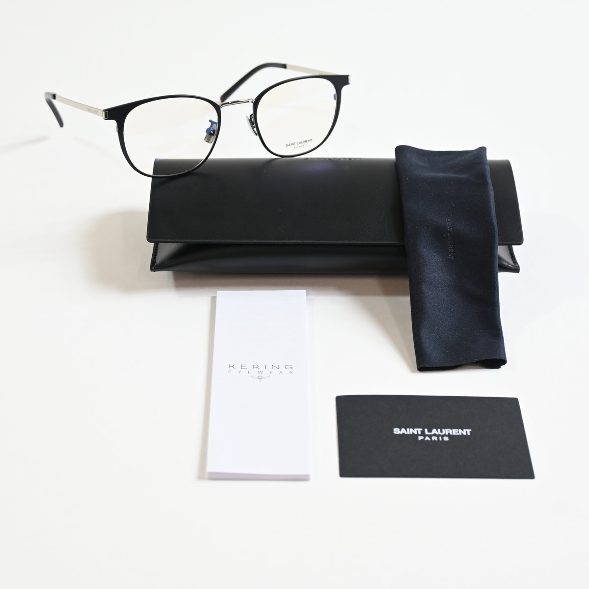 Yves Saint Laurent SL-584O 002 Unisex Authentic Eyeglasses Black/Silver 51 - New