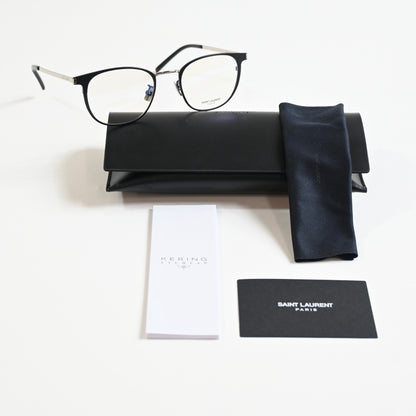Yves Saint Laurent SL-584O 002 Unisex Authentic Eyeglasses Black/Silver 51 - New