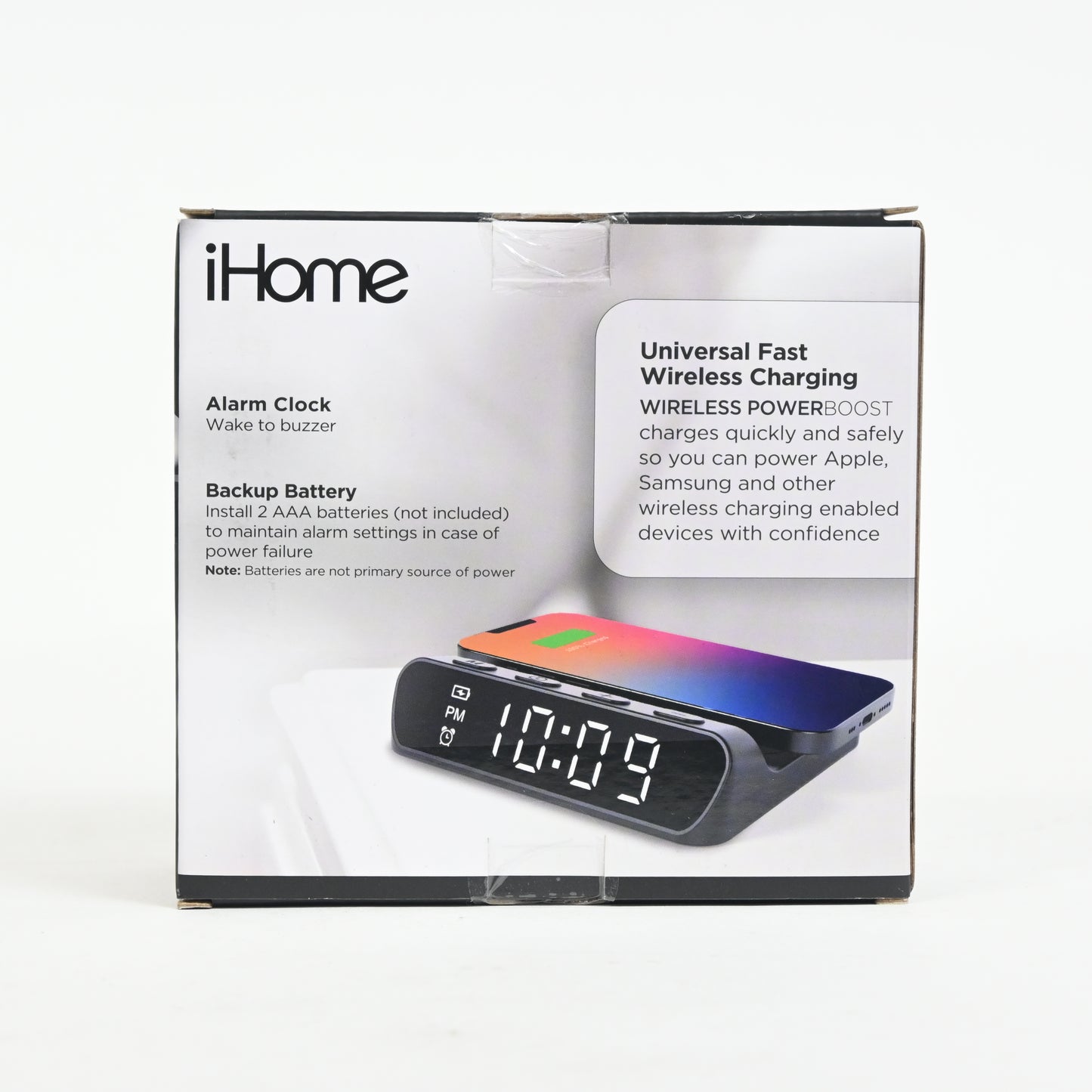 iHome Wireless Charger with Alarm Clock, Compact Digital Alarm Clock