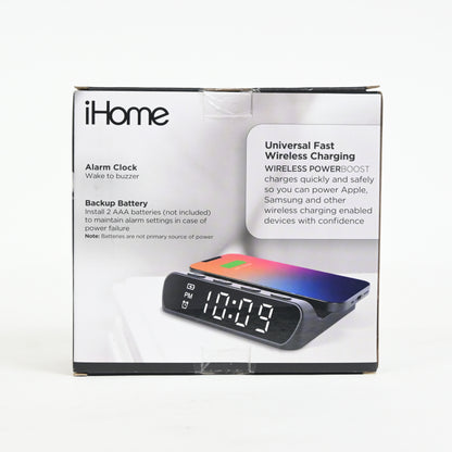 iHome Wireless Charger with Alarm Clock, Compact Digital Alarm Clock