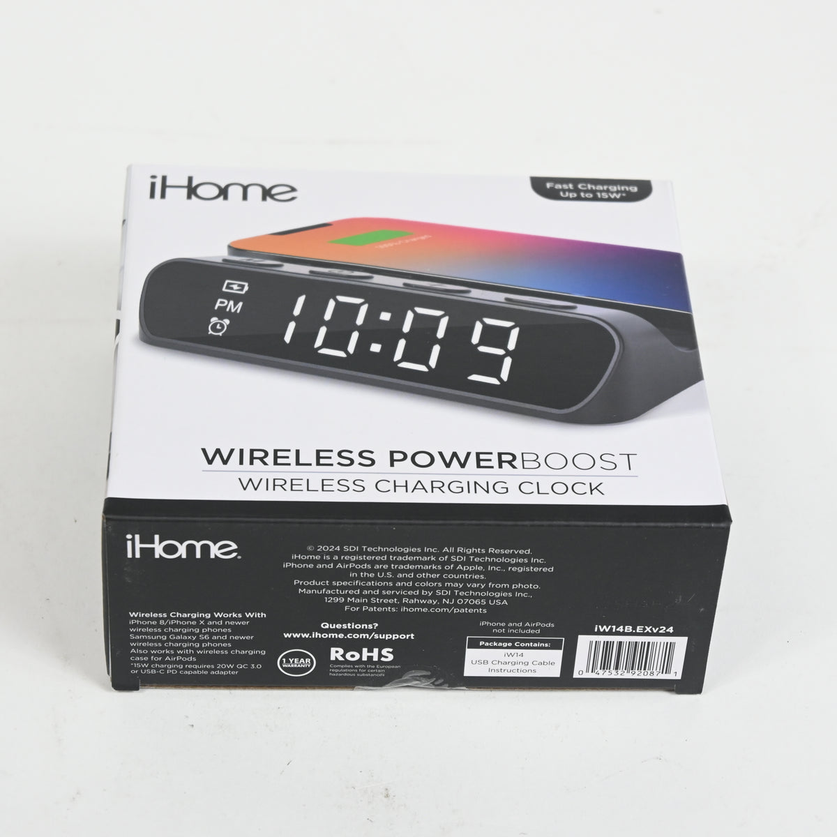 iHome Wireless Charger with Alarm Clock, Compact Digital Alarm Clock