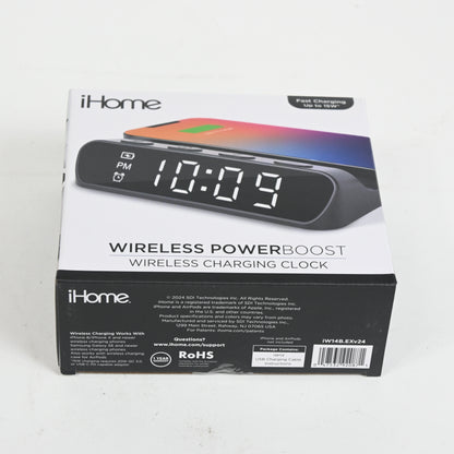 iHome Wireless Charger with Alarm Clock, Compact Digital Alarm Clock