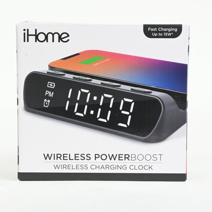 iHome Wireless Charger with Alarm Clock, Compact Digital Alarm Clock