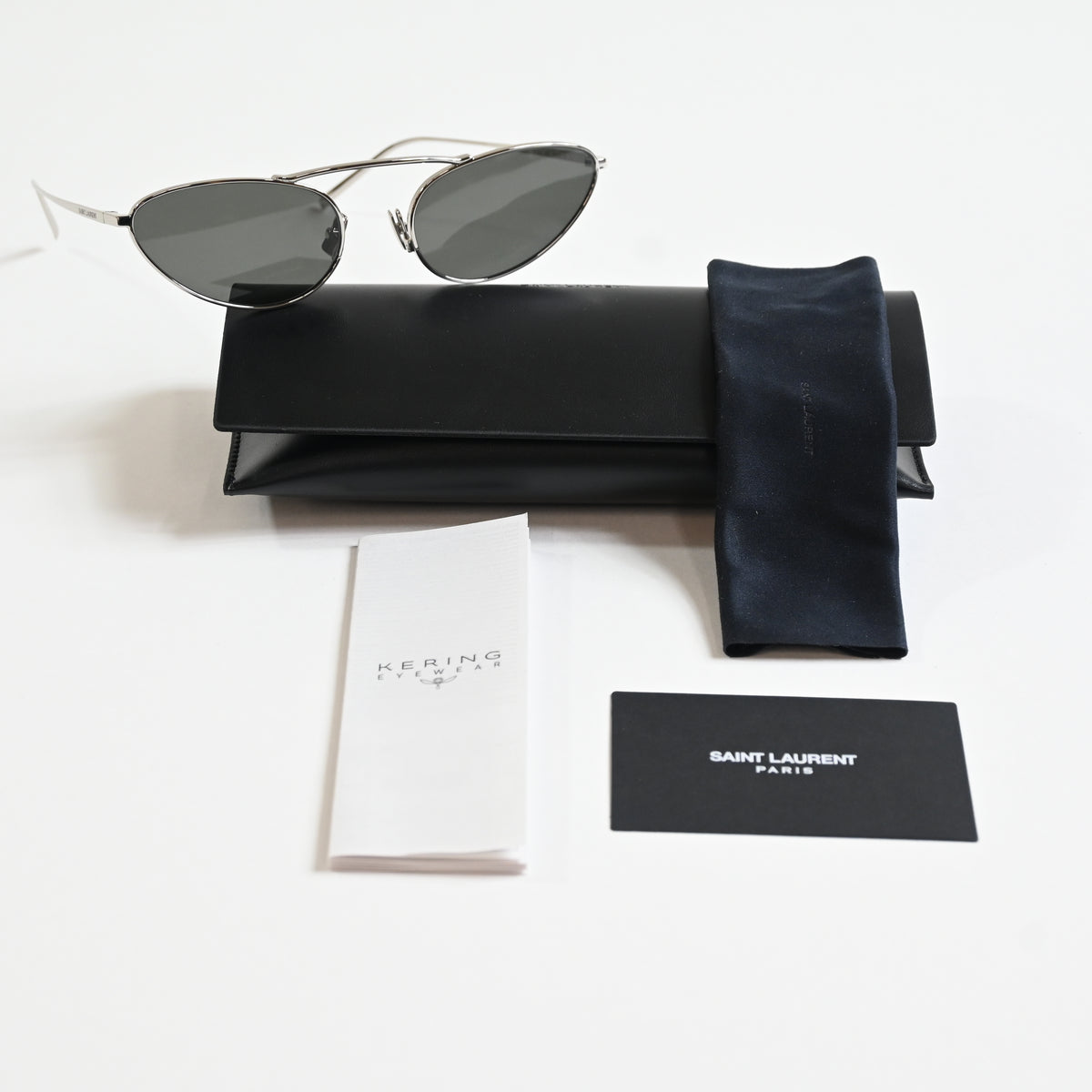 Yves Saint Laurent SL-538S 002 Unisex Authentic Sunglasses Silver/Gray, 58 - New