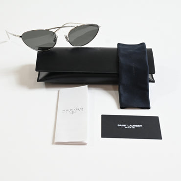 Yves Saint Laurent SL-538S 002 Unisex Authentic Sunglasses Silver/Gray, 58 - New
