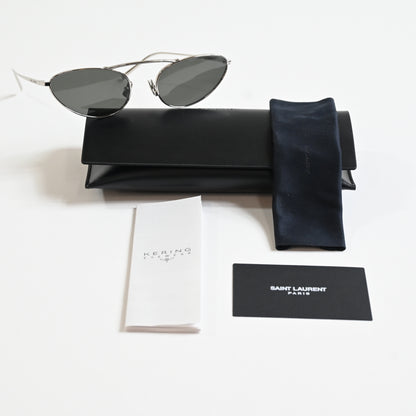 Yves Saint Laurent SL-538S 002 Unisex Authentic Sunglasses Silver/Gray, 58 - New