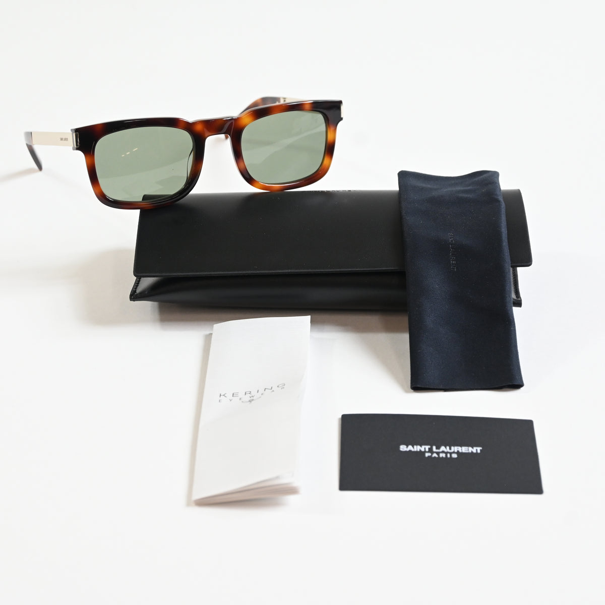 Yves Saint Laurent SL-581S 002 Mens Authentic Sunglasses Havana/Green, 51 - New