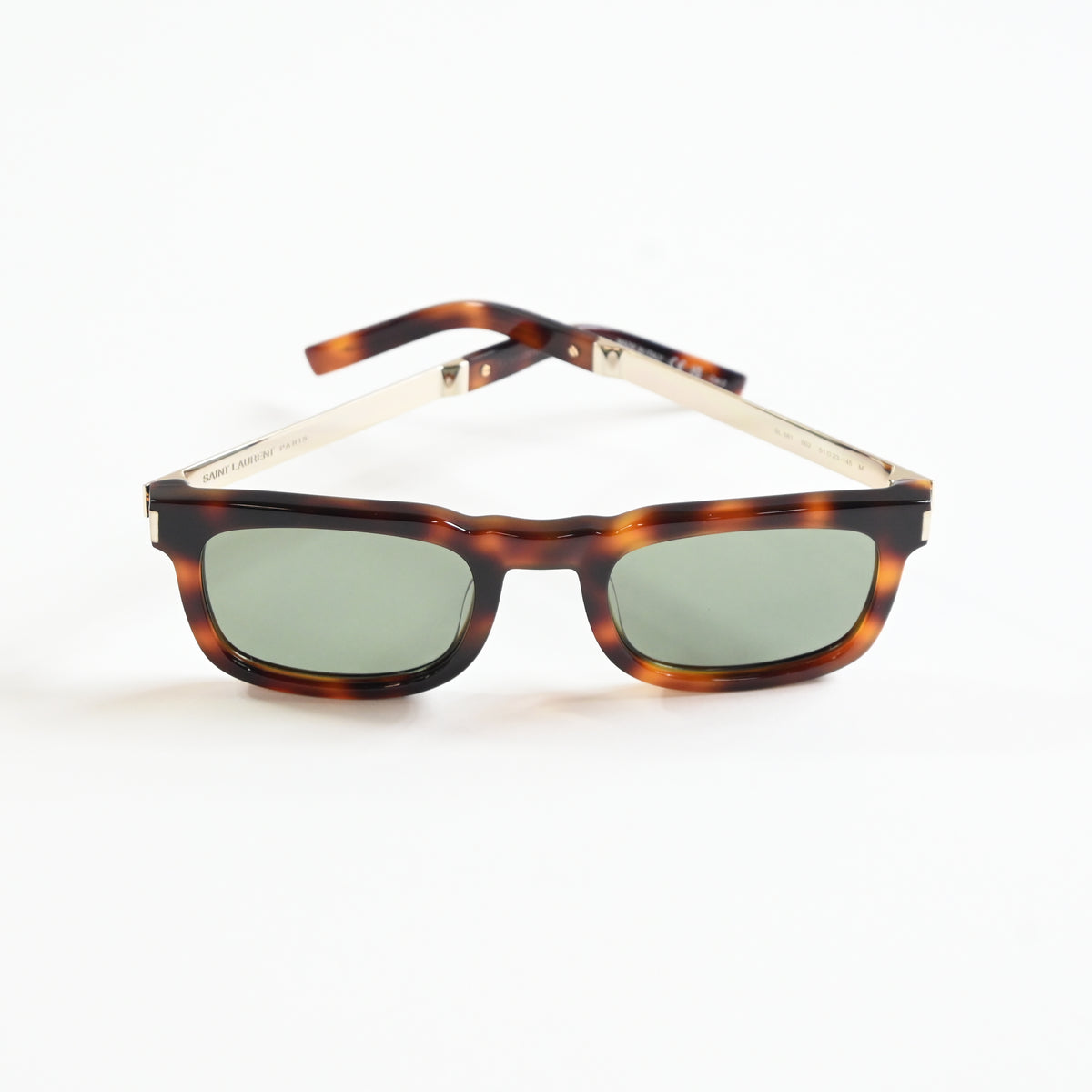 Yves Saint Laurent SL-581S 002 Mens Authentic Sunglasses Havana/Green, 51 - New