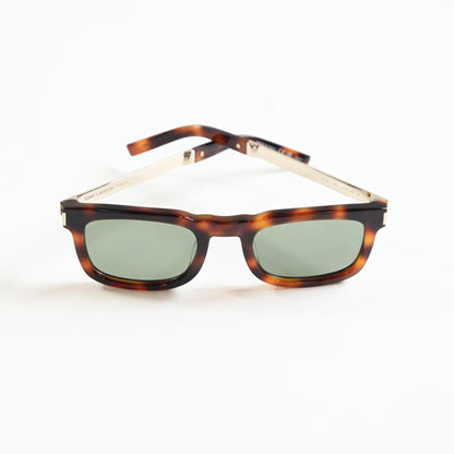 Yves Saint Laurent SL-581S 002 Mens Authentic Sunglasses Havana/Green, 51 - New