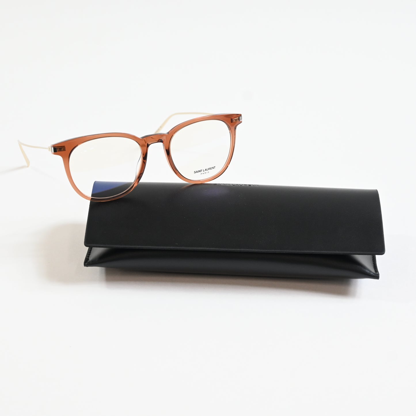 Yves Saint Laurent SL-579O 003 Mens Authentic Eyeglasses Brown/Gold, 49mm - New