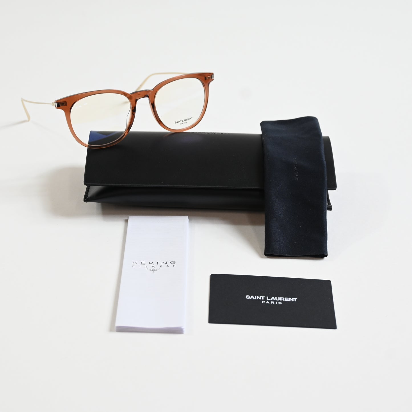 Yves Saint Laurent SL-579O 003 Mens Authentic Eyeglasses Brown/Gold, 49mm - New