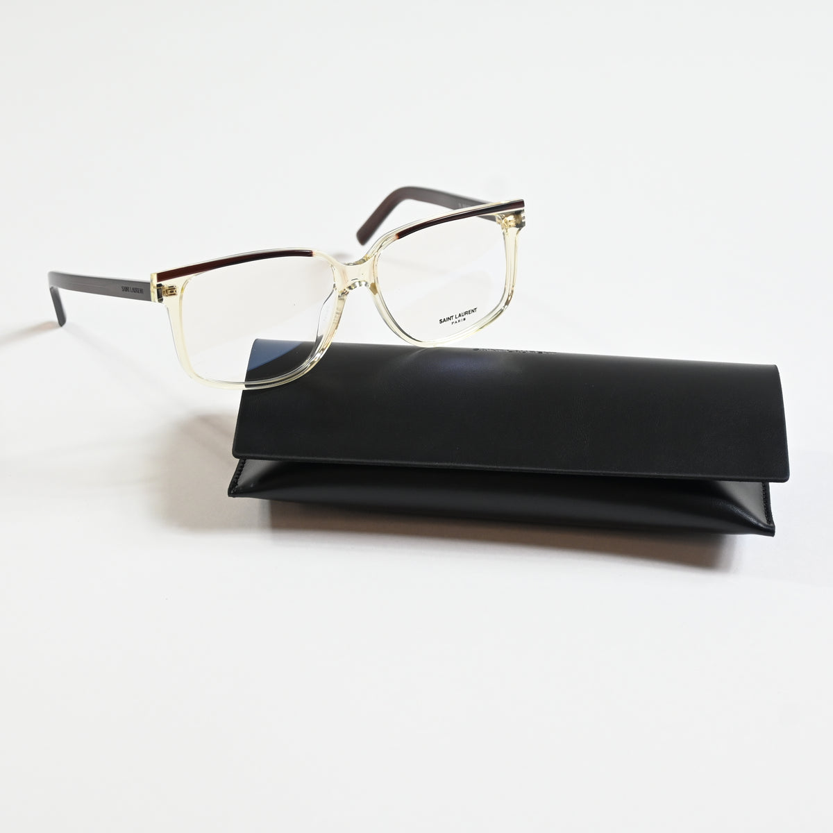 Yves Saint Laurent SL-599O 004 Mens Authentic Eyeglasses Yellow/Brown, 58 - New