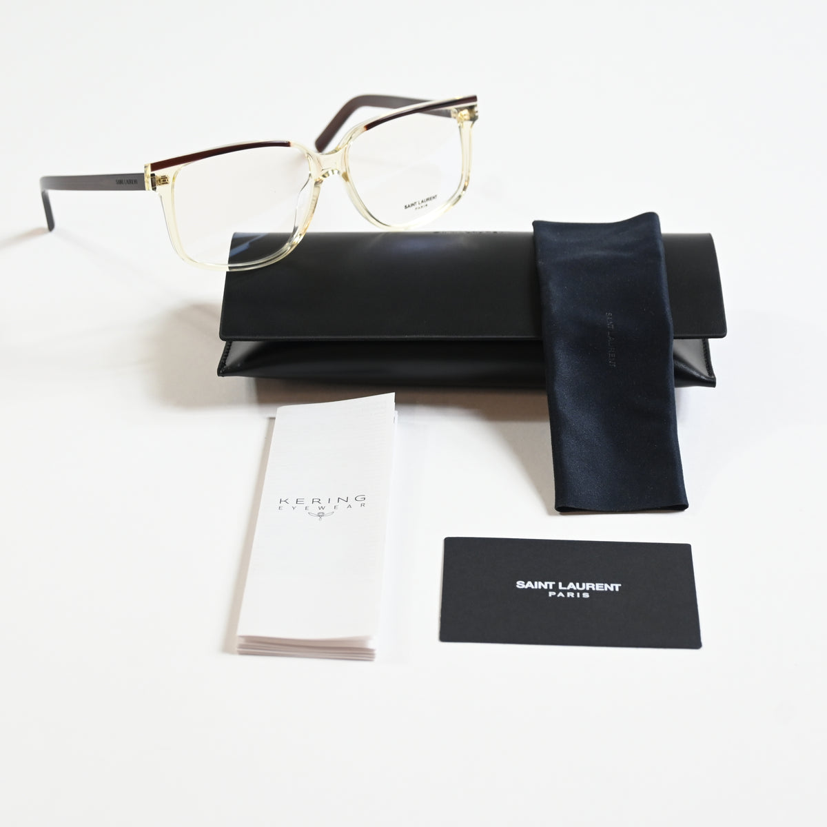 Yves Saint Laurent SL-599O 004 Mens Authentic Eyeglasses Yellow/Brown, 58 - New