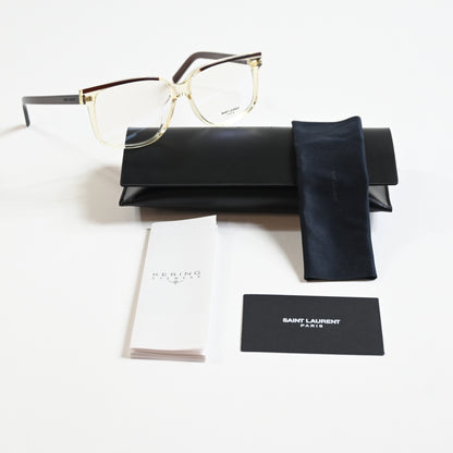 Yves Saint Laurent SL-599O 004 Mens Authentic Eyeglasses Yellow/Brown, 58 - New
