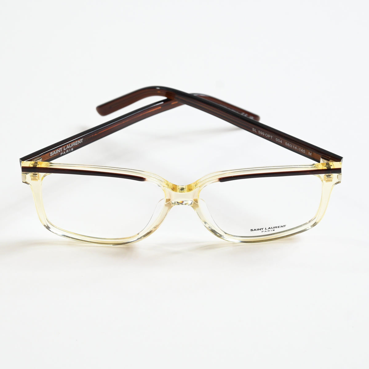 Yves Saint Laurent SL-599O 004 Mens Authentic Eyeglasses Yellow/Brown, 58 - New