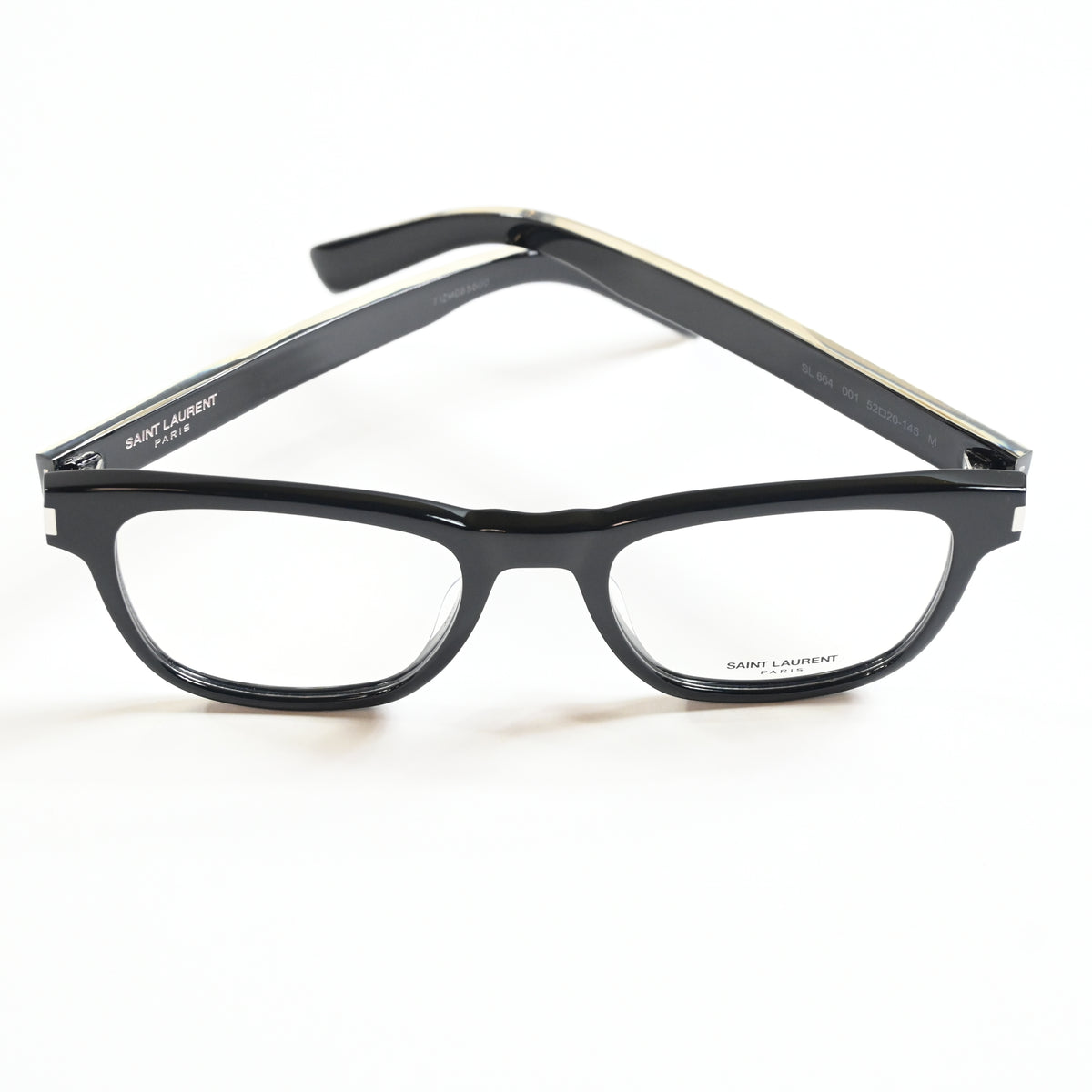Yves Saint Laurent SL-664O 001 Mens Authentic Eyeglasses Black/Silver, 52 - New