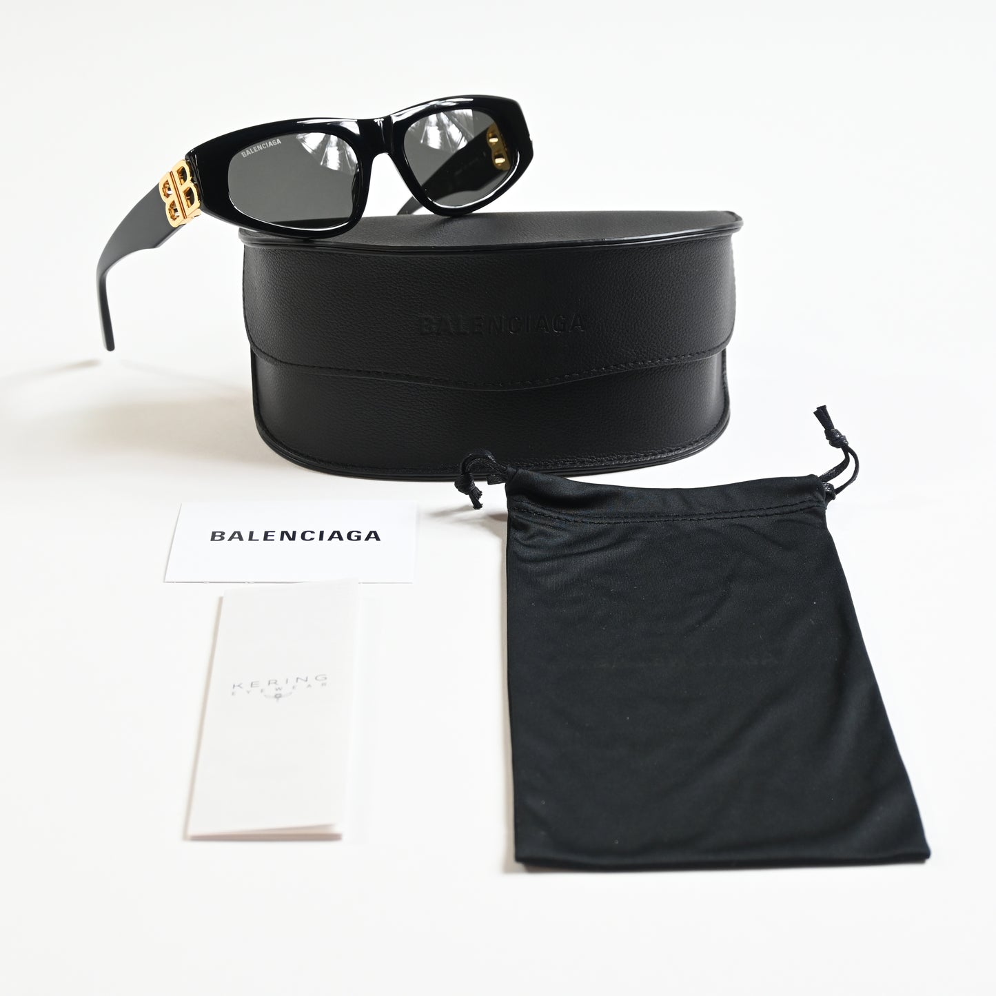 Balenciaga BB0095S 001 Womens Authentic Sunglasses Black/Gold, 53mm - New