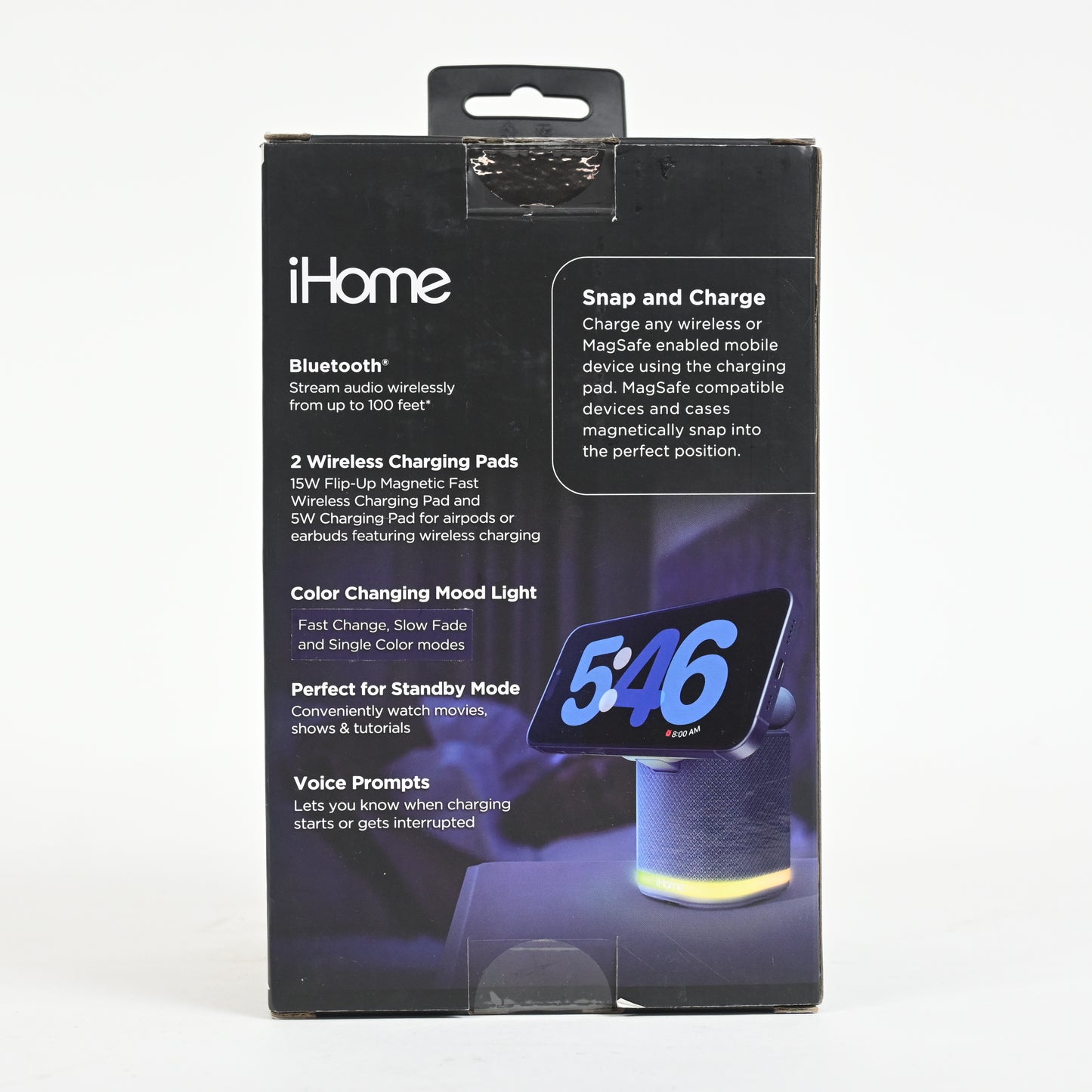 iHome Bluetooth Speaker/Charging Station Color Night Light Gray - Open Box