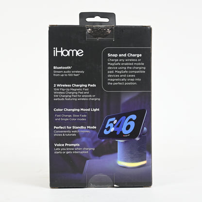 iHome Bluetooth Speaker/Charging Station Color Night Light Gray - Open Box