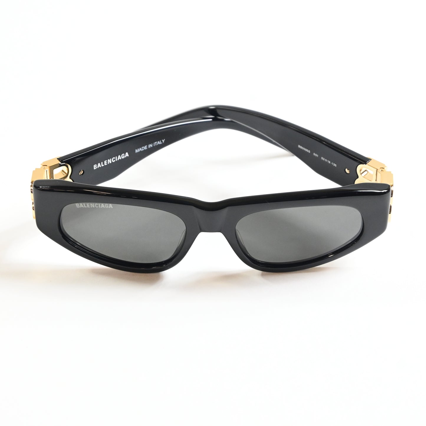 Balenciaga BB0095S 001 Womens Authentic Sunglasses Black/Gold, 53mm - New