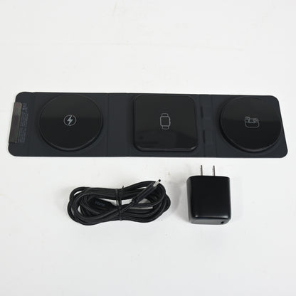 iHome 3-in-1 Foldable Wireless Charging Pad - Black - Grade A