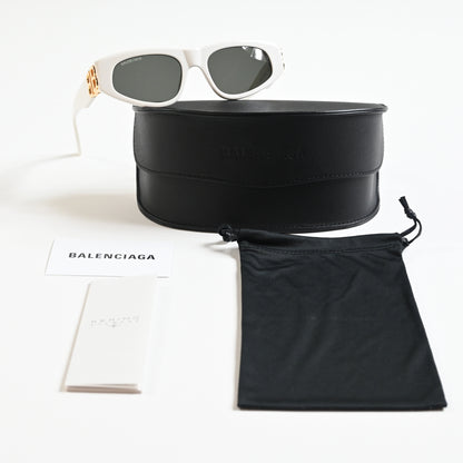 Balenciaga BB0095S 012 Womens Authentic Sunglasses White/Gold, 53mm - New