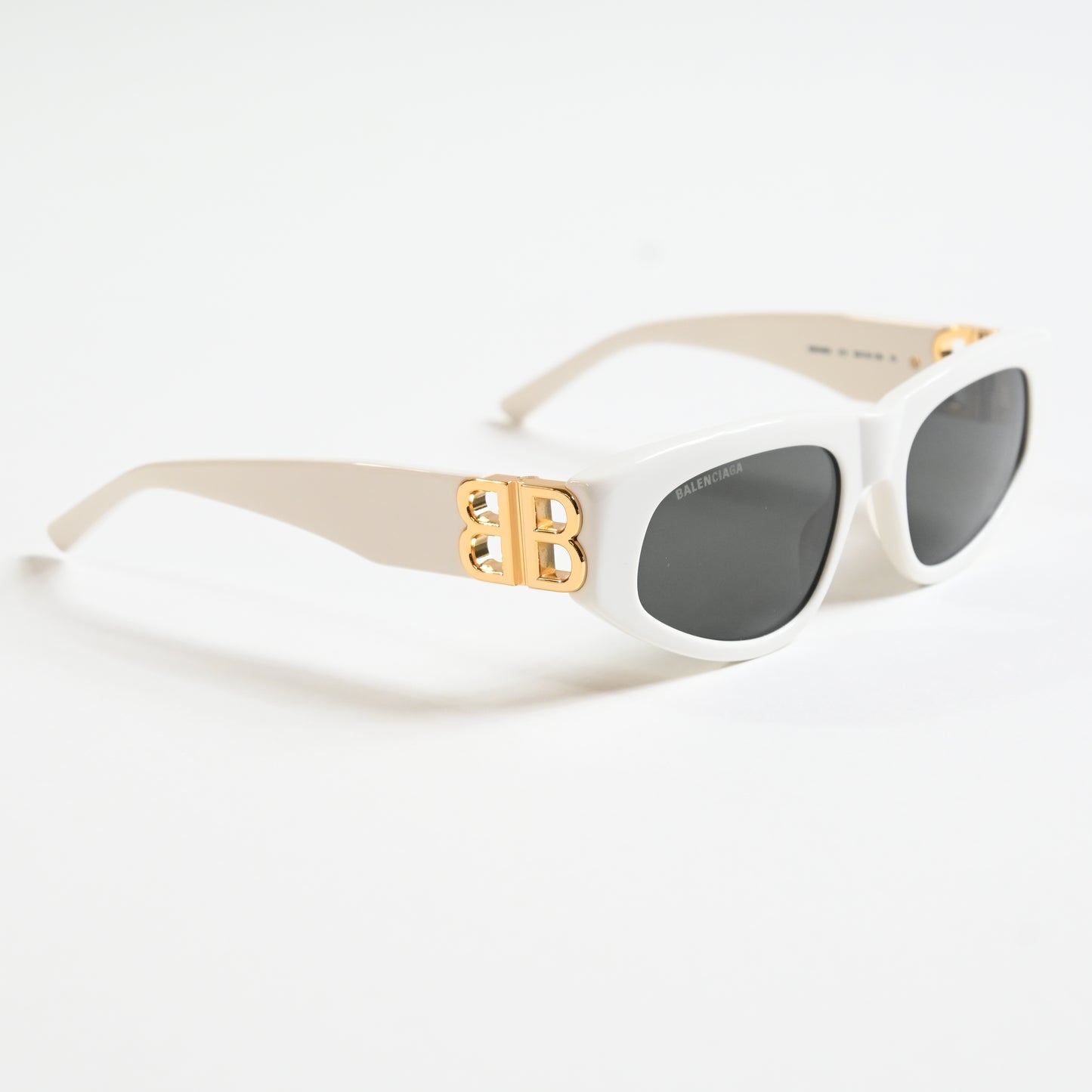 Balenciaga BB0095S 012 Womens Authentic Sunglasses White/Gold, 53mm - New