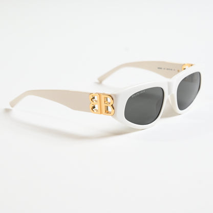 Balenciaga BB0095S 012 Womens Authentic Sunglasses White/Gold, 53mm - New