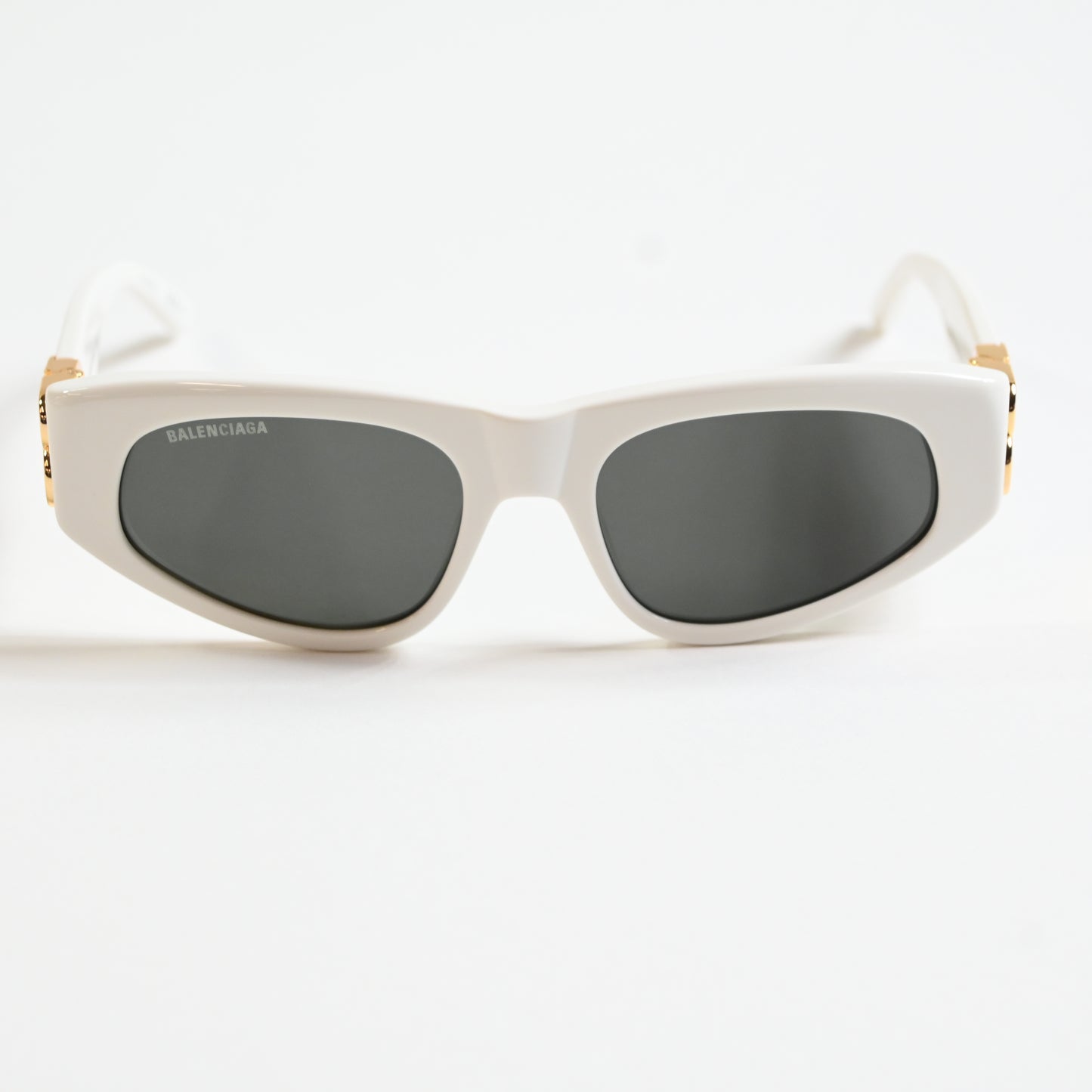 Balenciaga BB0095S 012 Womens Authentic Sunglasses White/Gold, 53mm - New