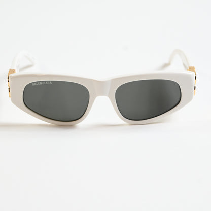 Balenciaga BB0095S 012 Womens Authentic Sunglasses White/Gold, 53mm - New