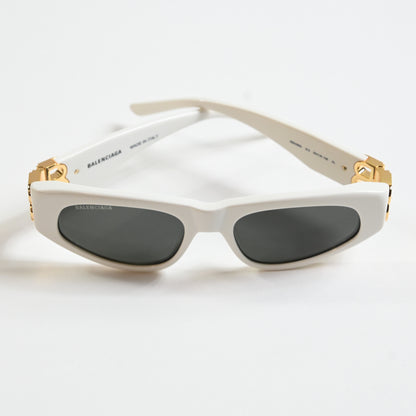 Balenciaga BB0095S 012 Womens Authentic Sunglasses White/Gold, 53mm - New