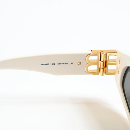 Balenciaga BB0095S 012 Womens Authentic Sunglasses White/Gold, 53mm - New
